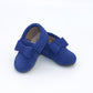 Blue Suede Bow Moccs