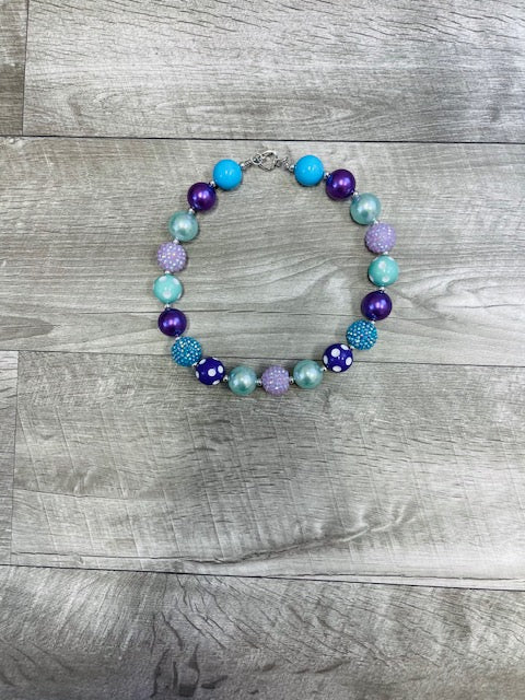 Aqua & Lavender Rhinestone Necklace