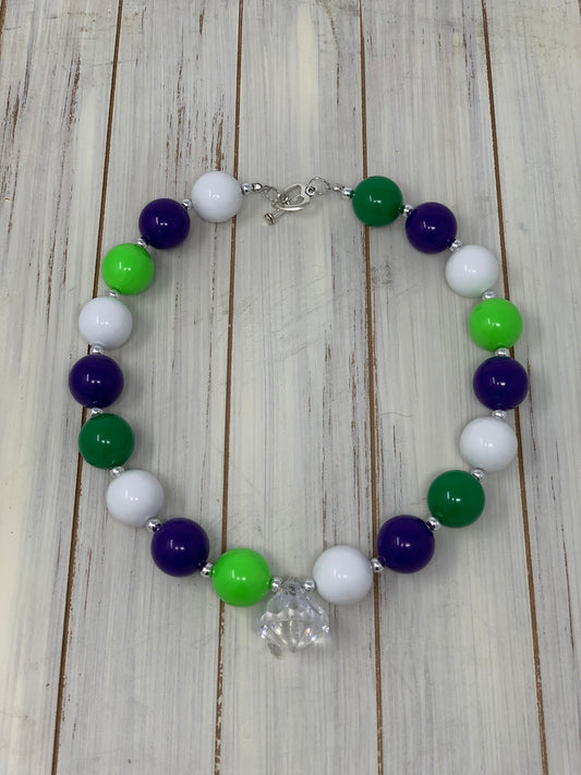 Purple, lime and white Necklace