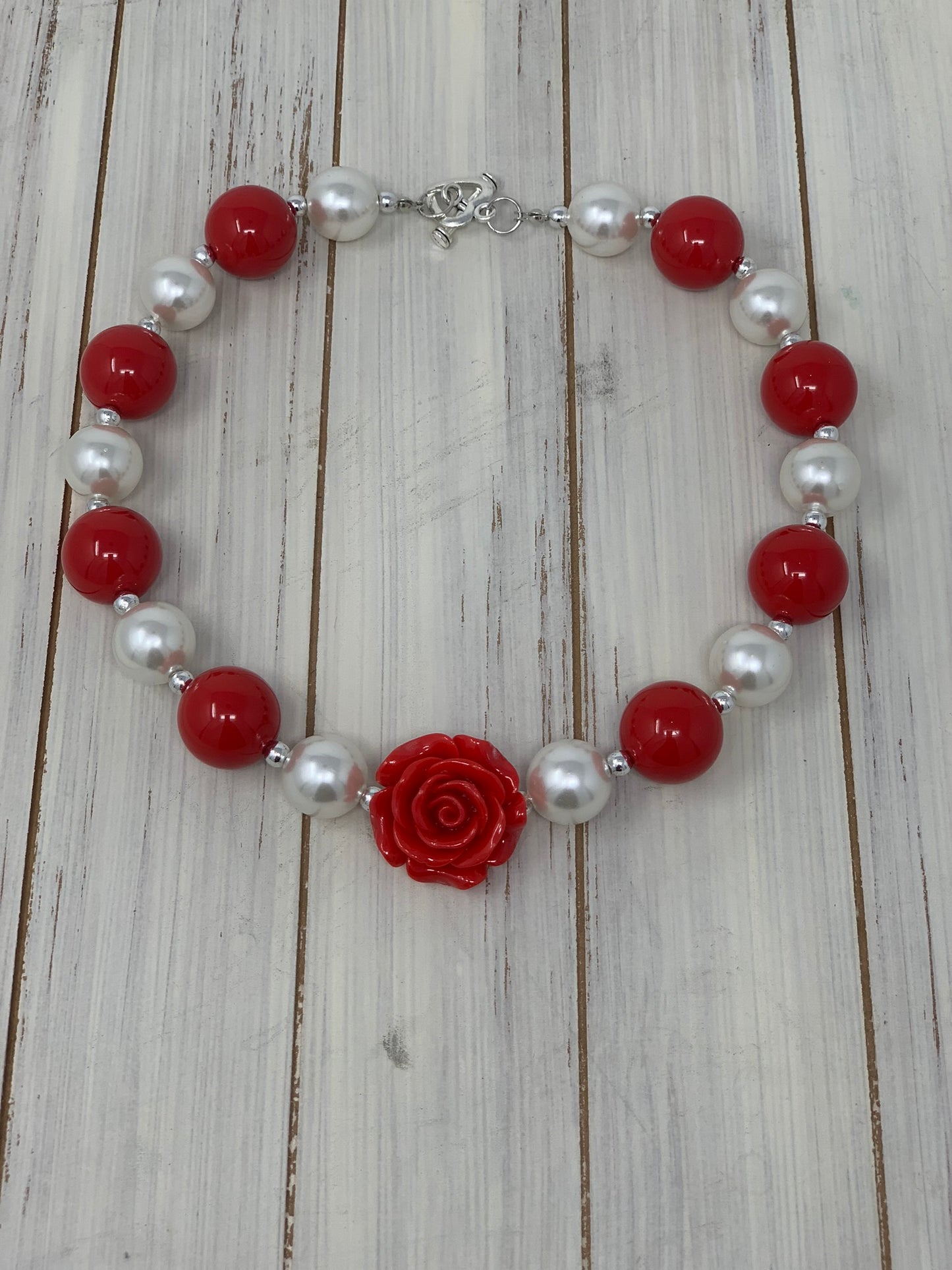 Red and white rose Necklace