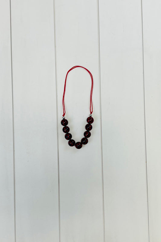 Adjustable- Red & Black Buffalo Plaid Necklace
