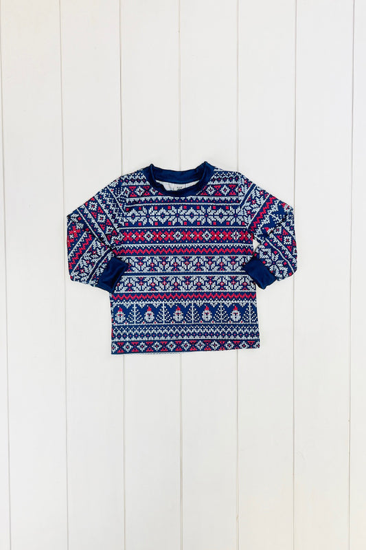 Red & Blue Aztec Santa Shirt