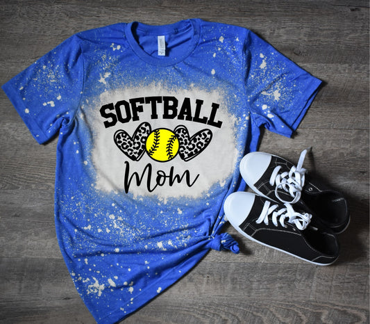 Leopard Heart Softball Mom- MANY COLORS