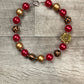 Red & Gold Cheetah Rose Necklace