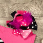 Hot Pink & Black Feather Bow
