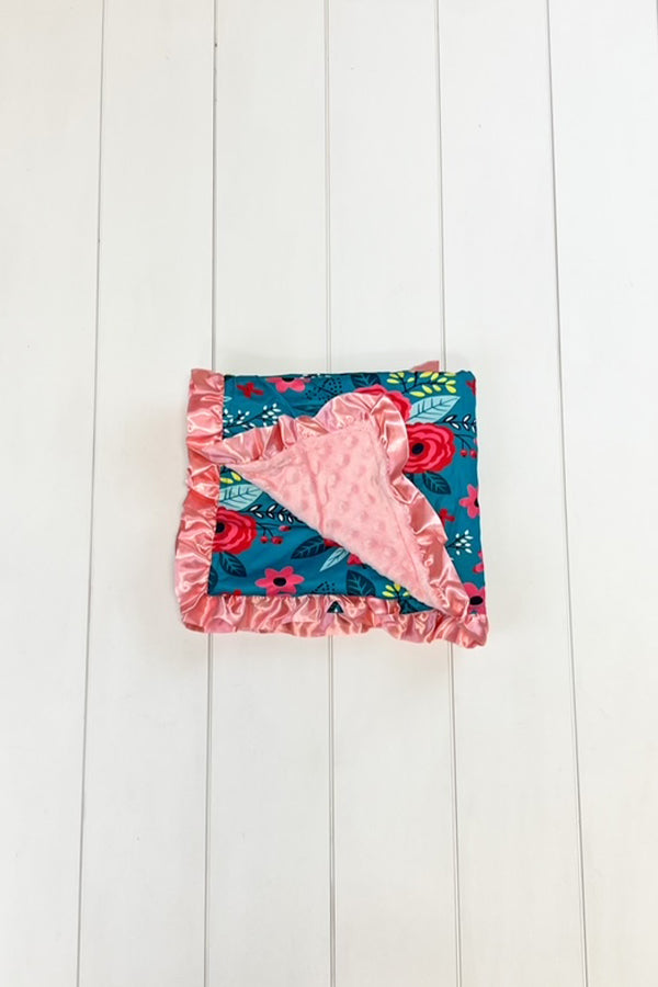 Jade & Coral Floral Minky Blanket