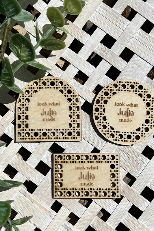 Rattan "Look What I Made" Magnet Set