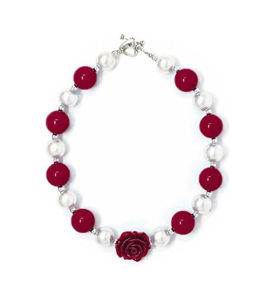 Maroon and pearl Necklace
