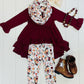 Maroon Floral Scarf Set