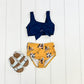 Navy & Mustard Floral Swimsuit