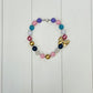 Navy Pink & Gold Bow Necklace