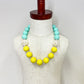 Aqua & Yellow Rose Necklace