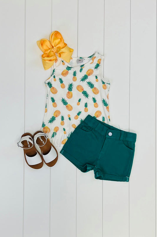 Pineapple Fringe Short Set