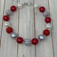 Red and beige rhinestone Necklace