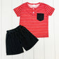 Red & Black Pocket Short Set
