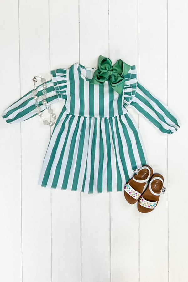 Green & White Stripe Dress