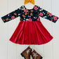 Navy & Magenta Velvet Floral Dress